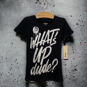 * NEW Diesel Black What's Up Dude Cotton Slim Fit T Shirt Size 6
